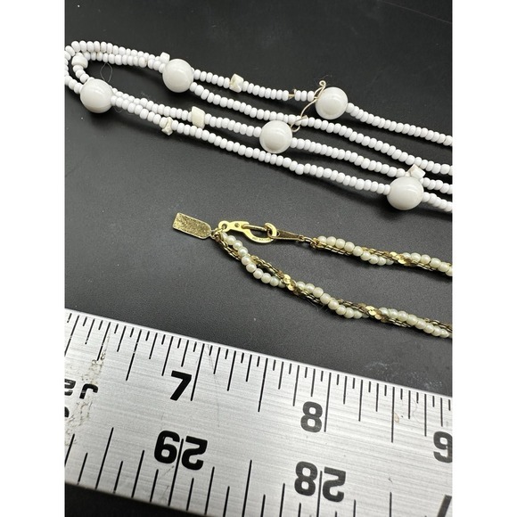 Vintage Lot Marvella Faux Pearl Twisted Braided Beaded Necklaces Gold‎ Tone - Picture 6 of 7